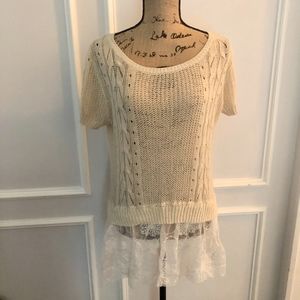 NWOT Cream with Lace Blouse